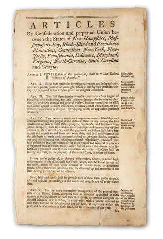 Articles of Confederation are approved.