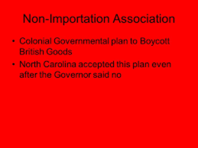 Non-Importation Association CHap 9