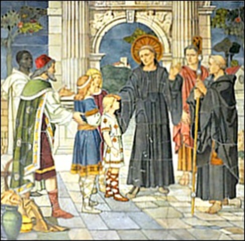 St. Augustine arrives in Britain