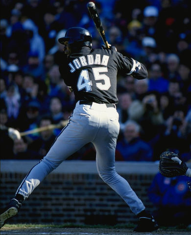 Michael Jordan plays baseball