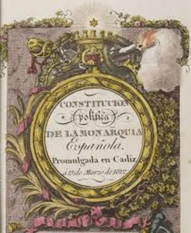 Cortes of Cadiz approved the first Spanish Constitution