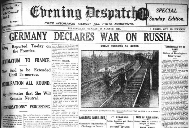 Germany declares war on Russia