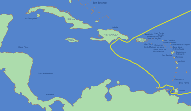 Tercer viaje: descrubrimiento de la isla Trinidad