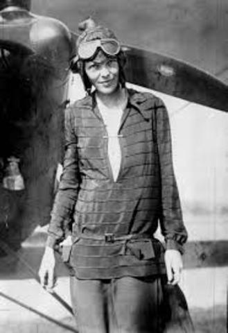 Amelia Earhart flew across North America