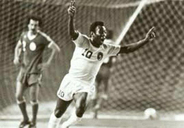 Pele scored his first international goal of his career