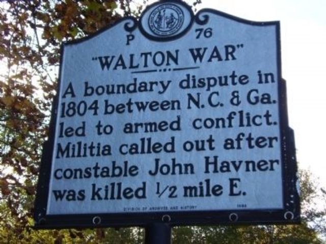 North Carolina and Georgia fight over a small strip of land in Walton War.