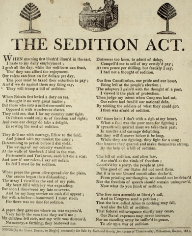 The alien and sedition acts are passed