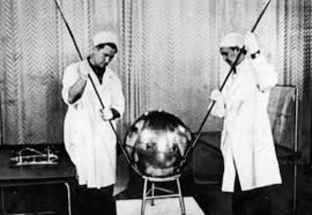 Soviets launch first man‑made satellite.