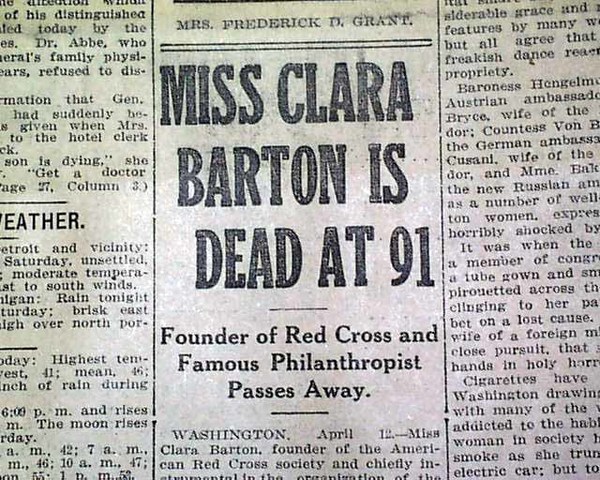 When Clara Barton died.