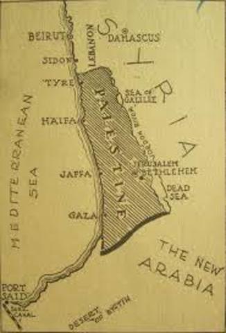 Allied powers carving the land out of the British-controlled territory of Palestine