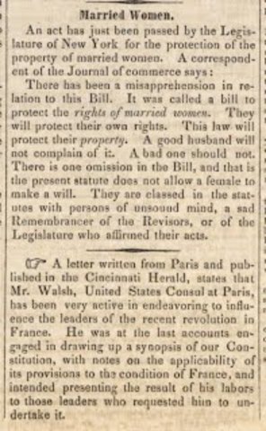 The first Married Woman's Property Act.