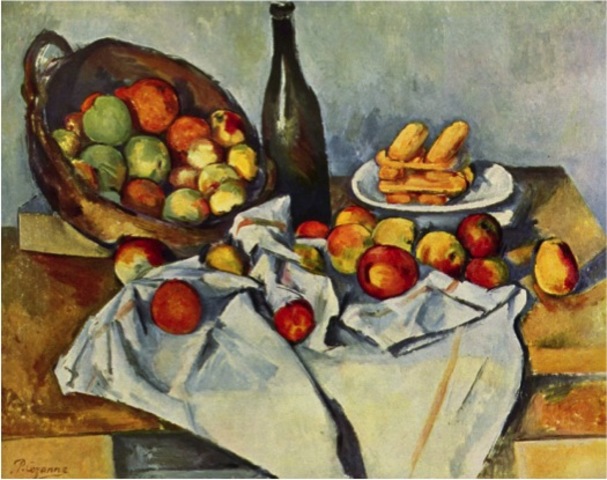 "Natüürmort õunakorviga" P.Cézanne
