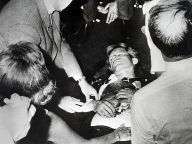 Robert F. Kennedy got shot. 42 years old.