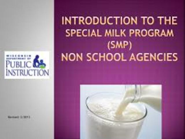 The Special Milk Program  (SMP)was created in 1954 to help dairy farmers move the surplus milk that was no longer needed by the military into the market.