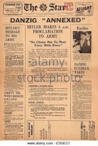 Hitler Demands Danzing