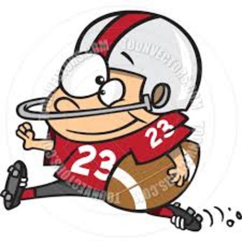 Playing on the Jr. Vikings football team for the first time.