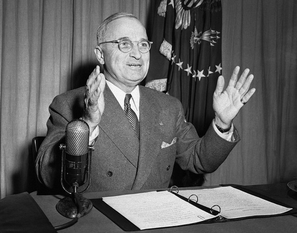 Truman asks the UN for war.