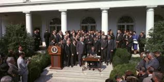 Johnson signs the Economic Opportunity Act of 1964