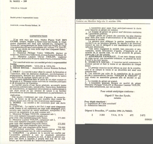Création de Violon & Violon SPRL