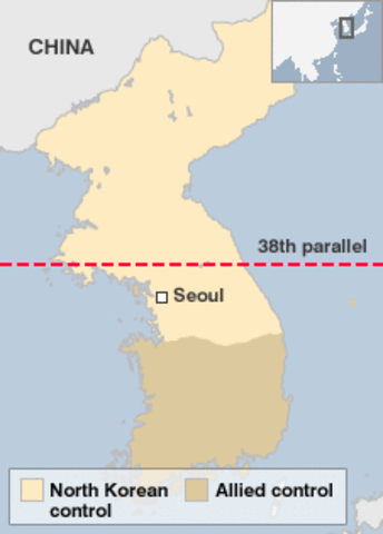 North and South Korea remain divided along 38th parallel