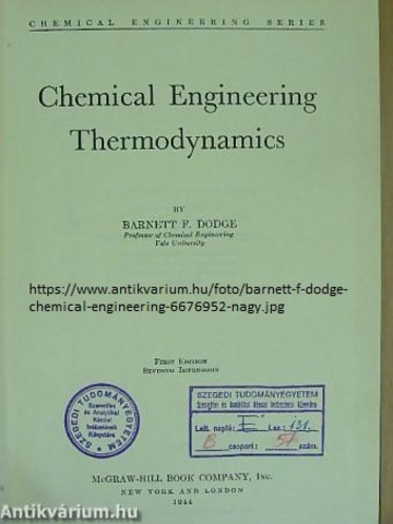 Publicación del libro ''Chemical Engineering Thermodynamics''
