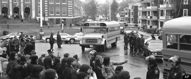 Busing of African American students to white schools begins