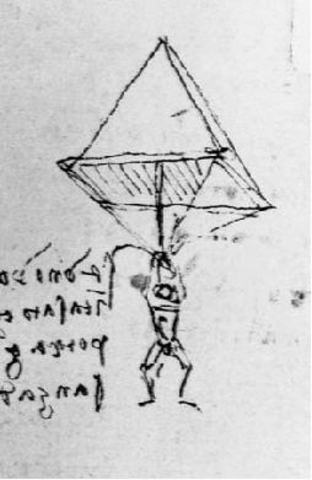 Leonardo Da Vincis draws the first parachute