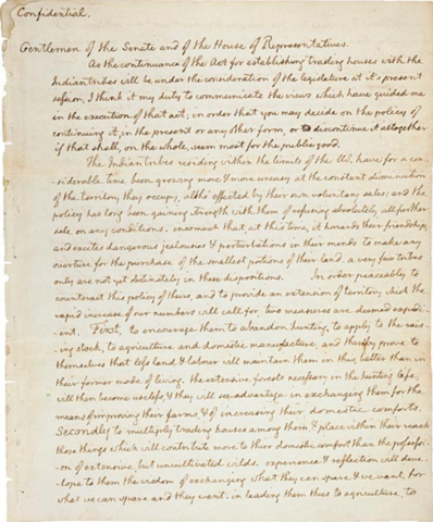 Thomas Jefferson sends a secret mesage