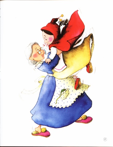 la abuela y caperucita echan al lobo