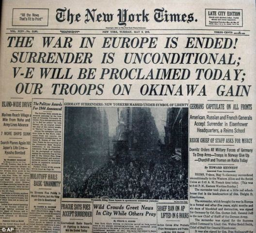 World War II ends in Europe