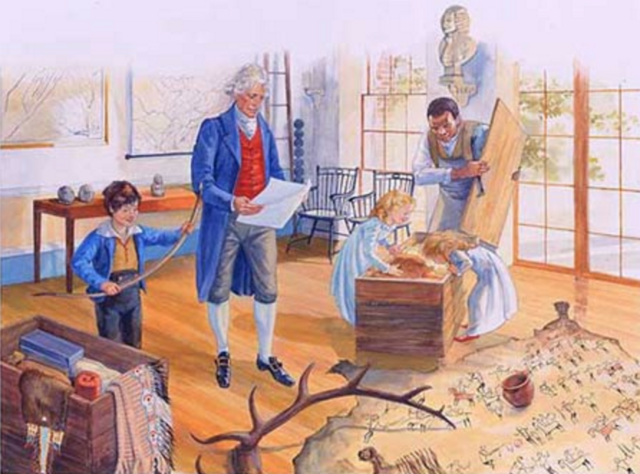Thomas Jefferson receives the shipment from Lewis and Clark