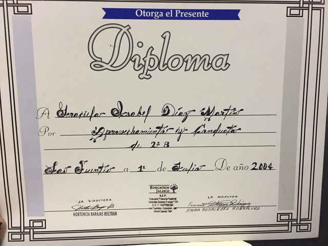 Obtuve Diploma en 2 año