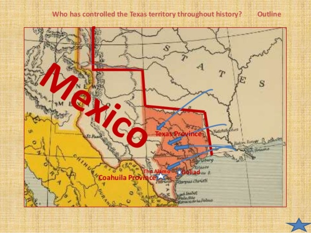 In 1821 Mexico takes control of Texas