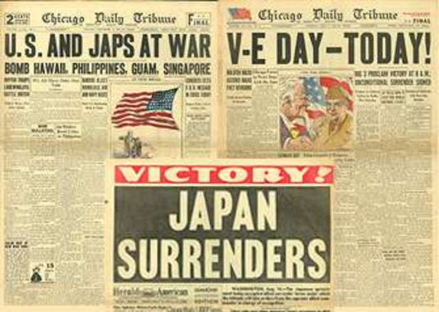 Japan surrenders. the War is over