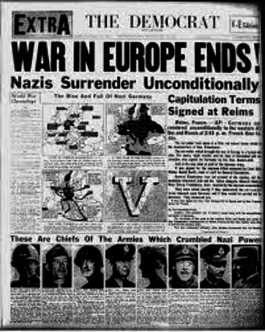 The war ends in Europe