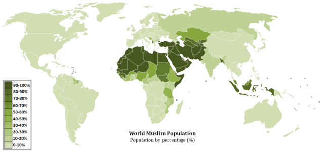 Islam idag: Hele mellemøsten, dele af Asien, Nordafrika, Indonesien, Bangladesh, Nordindien