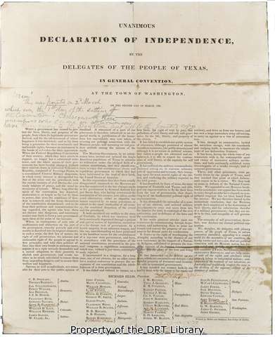 Texas Signs decleration of Independence