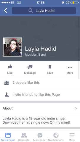 Facebook and twitter profiles