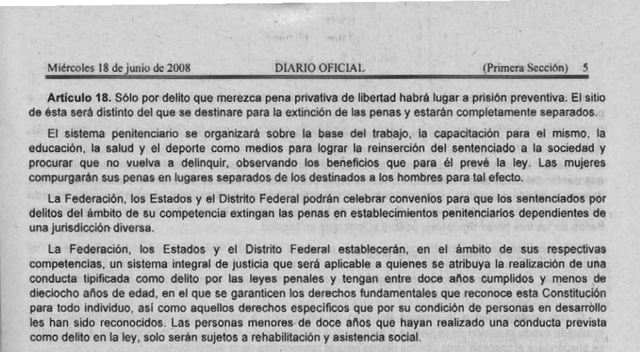 reforma constitucional al sistema de justicia penal de 2008 sesustituyó el concepto de readaptación por los de Reinserción social y reintegración social.