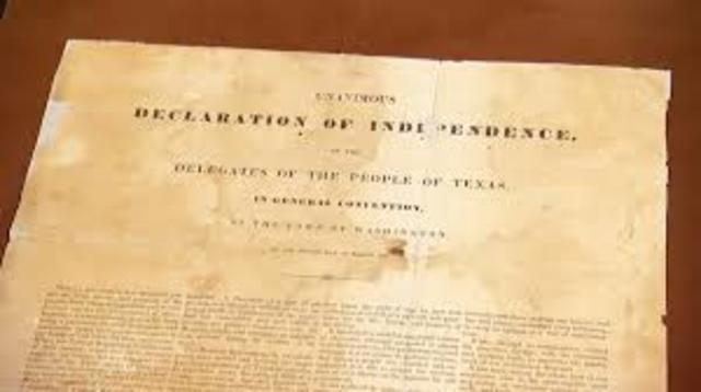 Texas signs declaration of Independance