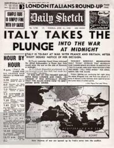 Italy declares war on France and Britain
