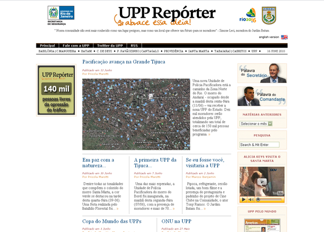 Lançamento do site UPP Repórter