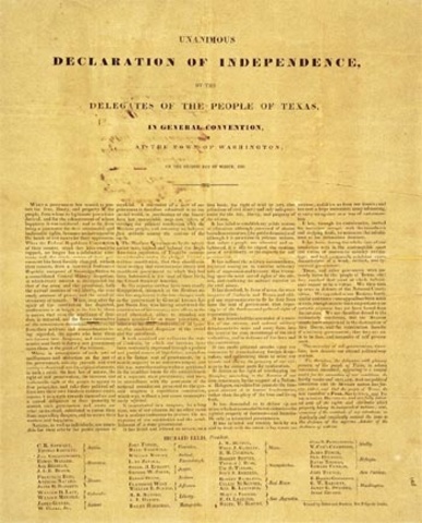 Texas Signs Declaration of Independence