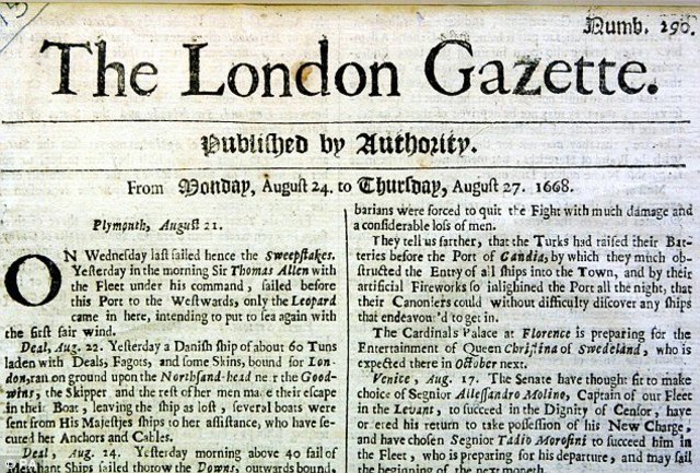 Newspapers are First Published in London