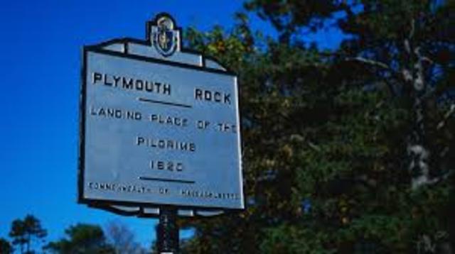 the mayflower lands at Plymouth Rock, MA