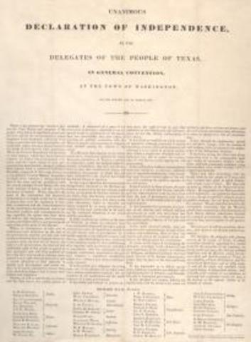 Texas Signs Declaration of  Independence