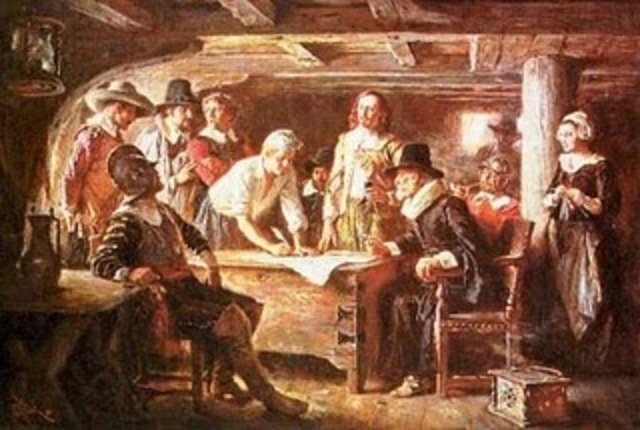 The pilgrims and the Mayflower compact