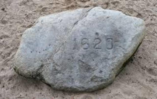 The Mayflower lands at Plymouth Rock, Massachusetts