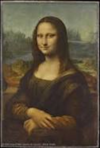 Leanardo da Vinci pants the Mona Lisa