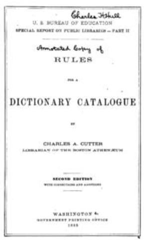 Catalog rules: author and title entries y Cataloguing rules: author and title entries